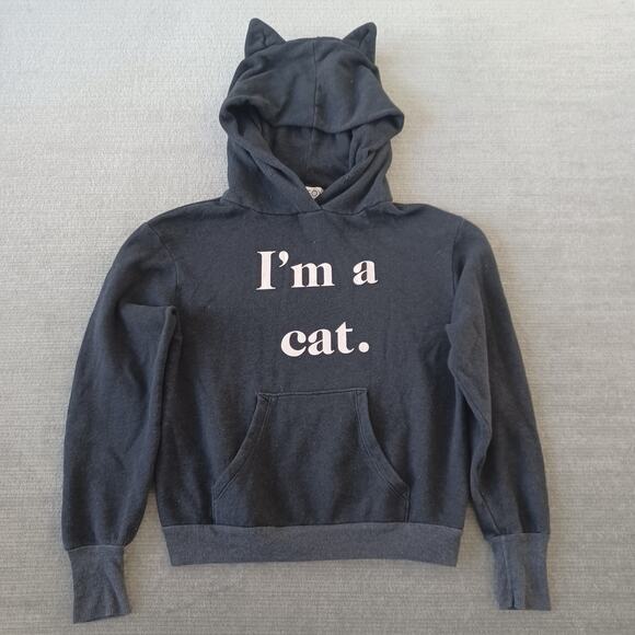 Wildfox Couture I m a Cat Hoodie Womens S Heather Gray Cat Ears Hood Lightweight - Picture 10 of 10